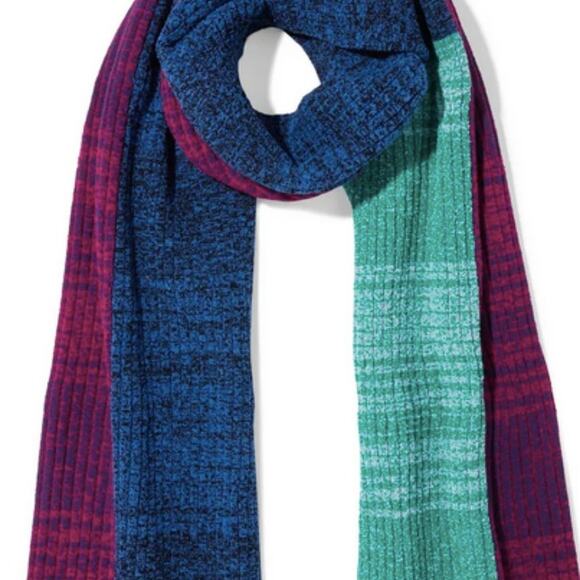 3.1 Philip Lim Patchwork marled ribbed knit scarf multi colored - Picture 3 of 5